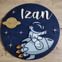 moixinas-ASTRONAUTA-COHETE-1 Placa infantil personalizada en madera - ASTRONAUTA COHETE