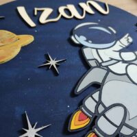 moixinas-ASTRONAUTA-COHETE Placa infantil personalizada en madera - ASTRONAUTA COHETE
