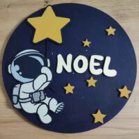 moixinas-ASTRONAUTA-ESTRELLA-2 Placa infantil personalizada en madera - ASTRONAUTA ESTRELLA