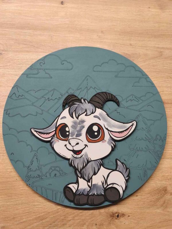 Placa infantil personalizada en madera - CABRA