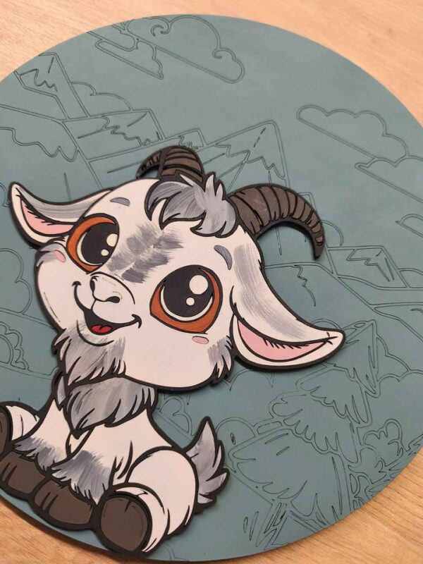 Placa infantil personalizada en madera - CABRA