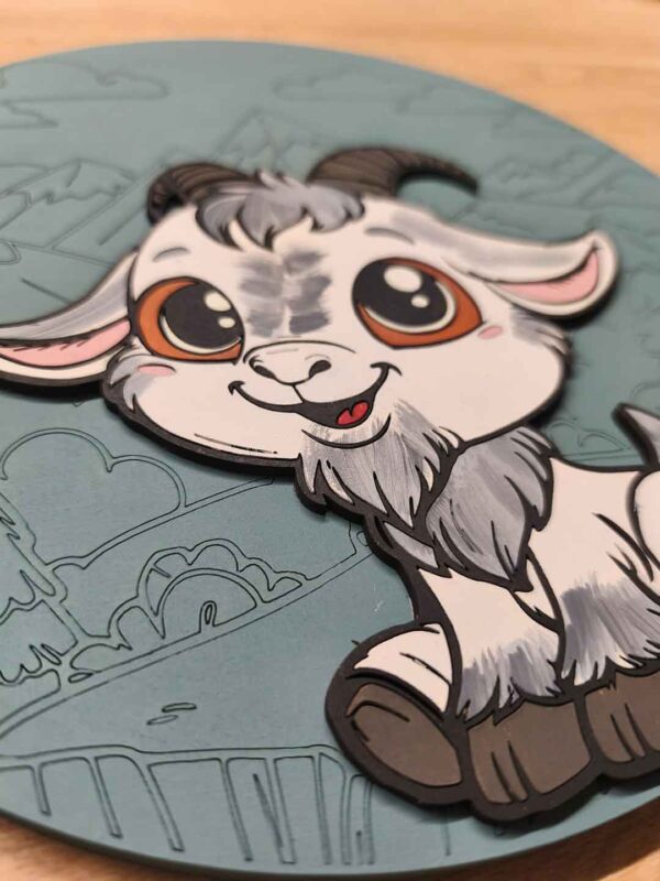 Placa infantil personalizada en madera - CABRA