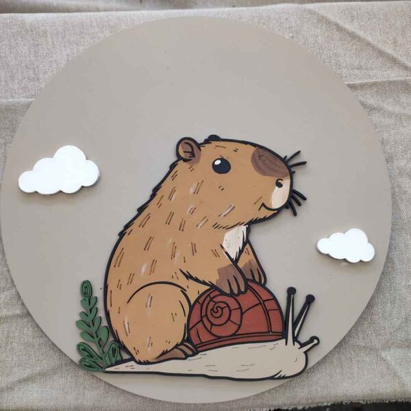 moixinas-CAPIBARA Placa infantil personalizada en madera - CAPIBARA