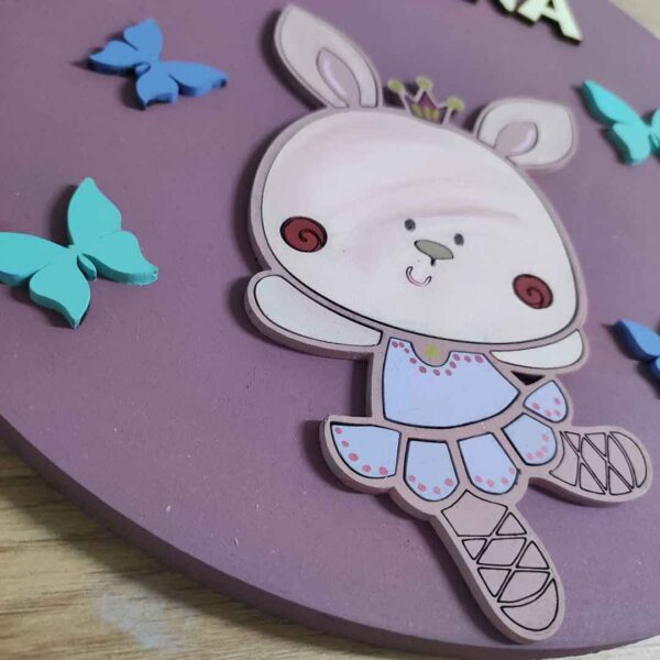 moixinas-CONEJITA-BAILARINA--2 Placa infantil personalizada en madera - BAILARINA
