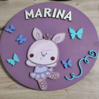 moixinas-CONEJITA-BAILARINA Placa infantil personalizada en madera - BAILARINA