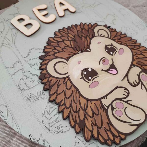 moixinas-ERIZO-1 Placa infantil personalizada en madera - ERIZO