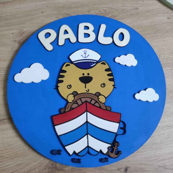 moixinas-GATO-MARINERO-1 Placa infantil personalizada en madera - MARINERO