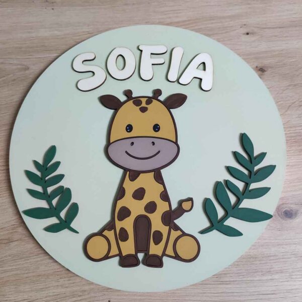 moixinas-JIRAFA-1 Placa infantil personalizada en madera - JIRAFA