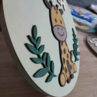 moixinas-JIRAFA Placa infantil personalizada en madera - JIRAFA