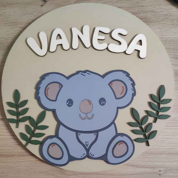 moixinas-KOALA-2 Placa infantil personalizada en madera - KOALA