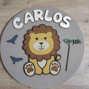 moixinas-LEÓN-2 Placa infantil personalizada en madera - LEÓN / LEON