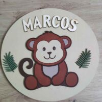 moixinas-MONO-2 Placa infantil personalizada en madera - MONITO