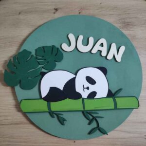 moixinas-PANDA-2 Placa infantil personalizada en madera - PANDA