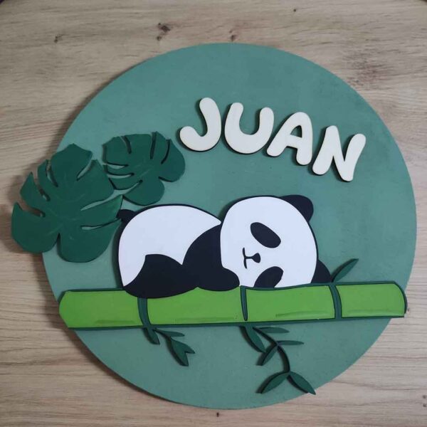moixinas-PANDA-2 Placa infantil personalizada en madera - PANDA
