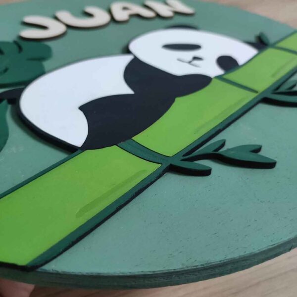 moixinas-PANDA Placa infantil personalizada en madera - PANDA