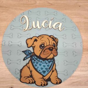 moixinas-PERRITO_ Placa infantil personalizada en madera - PERRITO