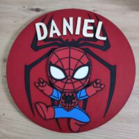 moixinas-SPIDERMAN-1 Placa infantil personalizada en madera - SPIDERMAN