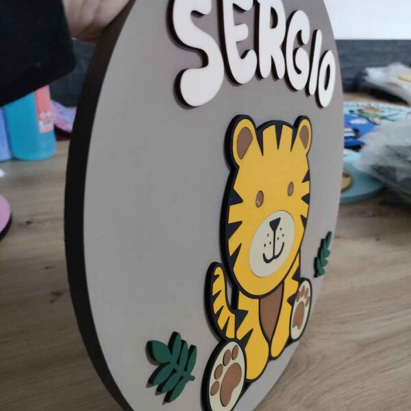 moixinas-TIGRE Placa infantil personalizada en madera - TIGRE