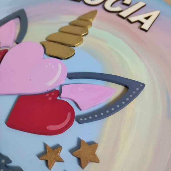 moixinas-UNICORNIO-1 Placa infantil personalizada en madera - UNICORNIO