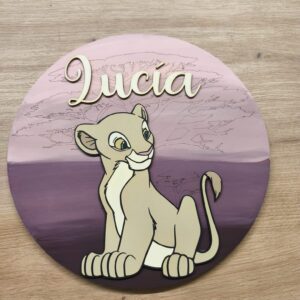 Placa infantil personalizada en madera - LANA